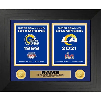 Highland Mint Los Angeles Rams Two-Time Super Bowl Champions Deluxe Banner Collection 18'' x 22'' Gold Coin Photo Mint