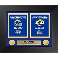 Highland Mint Los Angeles Rams Two-Time Super Bowl Champions Deluxe Banner Collection 18'' x 22'' Gold Coin Photo Mint