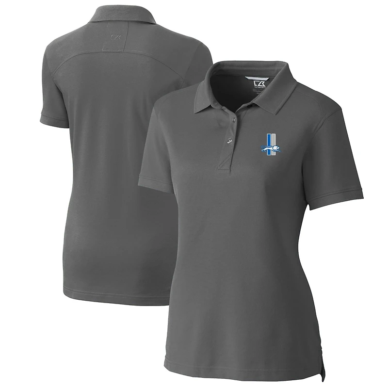 Women's Cutter & Buck Steel Detroit Lions Throwback Logo Advantage Tri-Blend Pique Polo