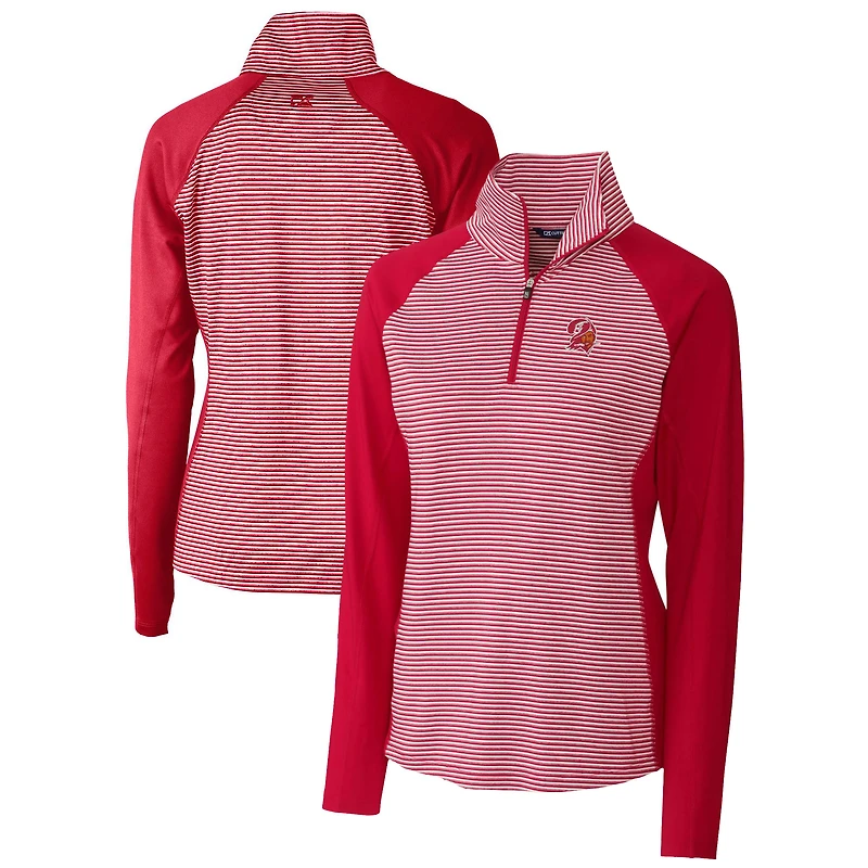 Women's Cutter & Buck Red Tampa Bay Buccaneers Throwback Logo Forge Tonal Stripe Stretch Half-Zip Pullover Top