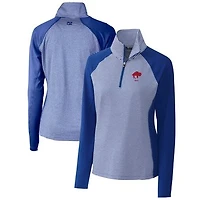 Women's Cutter & Buck Royal Buffalo Bills Throwback Logo Forge Tonal Stripe Stretch Half-Zip Pullover Top