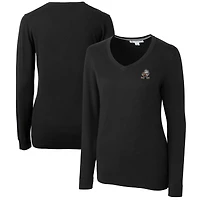 Women's Cutter & Buck Black Cleveland Browns Throwback Logo Lakemont Tri-Blend V-Neck Sweater
