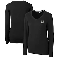 Women's Cutter & Buck Black Las Vegas Raiders Throwback Logo Lakemont Tri-Blend V-Neck Sweater