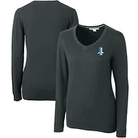 Women's Cutter & Buck Heather Charcoal Detroit Lions Throwback Logo Lakemont Tri-Blend V-Neck Sweater