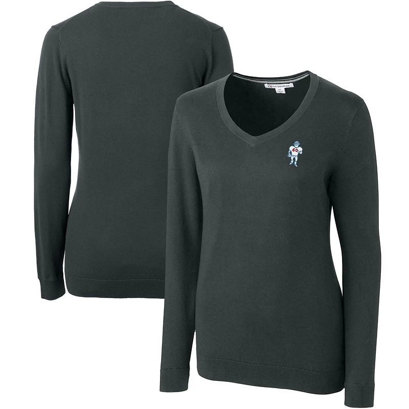 Women's Cutter & Buck Heather Charcoal Houston Oilers Throwback Logo Lakemont Tri-Blend V-Neck Sweater