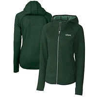 Women's Cutter & Buck Heather Green New York Jets Throwback Logo Mainsail Full-Zip Jacket