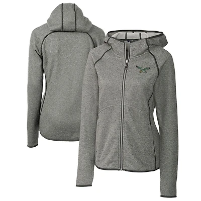 Women's Cutter & Buck Heather Philadelphia Eagles Throwback Logo Mainsail Full-Zip Jacket