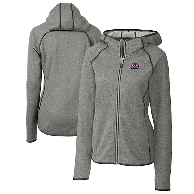 Women's Cutter & Buck Heather Gray New York Giants Throwback Logo Mainsail Full-Zip Jacket