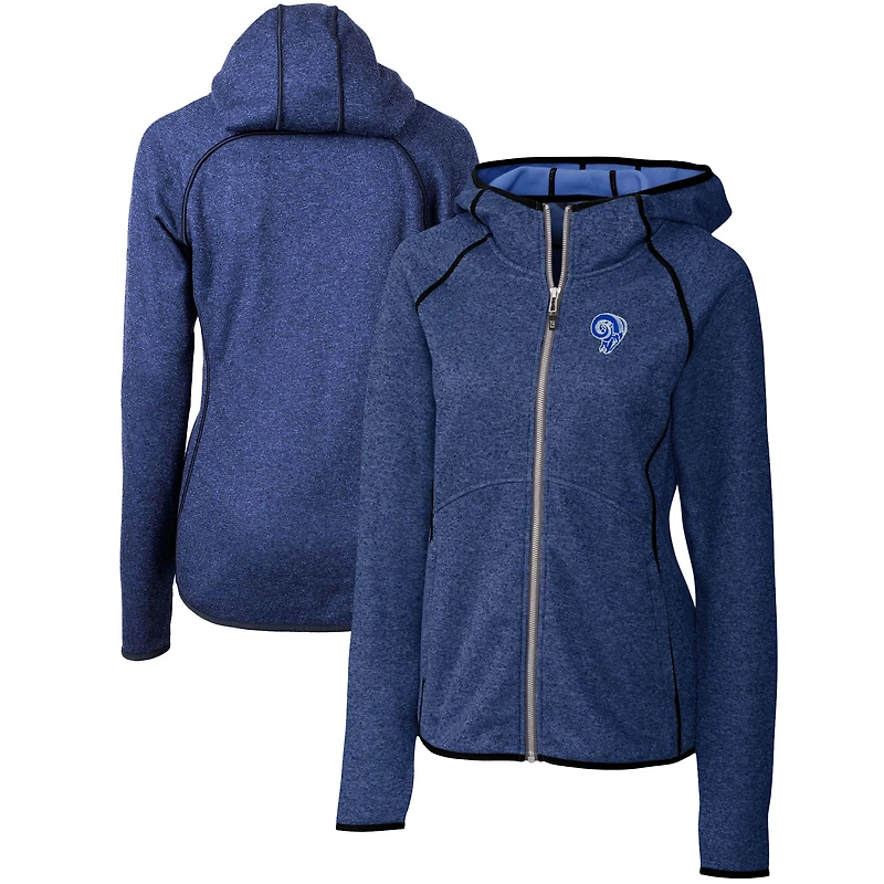 Women's Cutter & Buck Heather Royal Los Angeles Rams Throwback Logo Mainsail Full-Zip Jacket