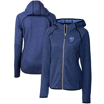 Women's Cutter & Buck Heather Royal Los Angeles Rams Throwback Logo Mainsail Full-Zip Jacket