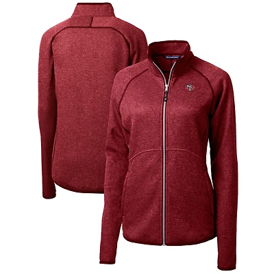 Women's Cutter & Buck Scarlet San Francisco 49ers Throwback Logo Mainsail Sweater Knit Fleece Full-Zip Jacket