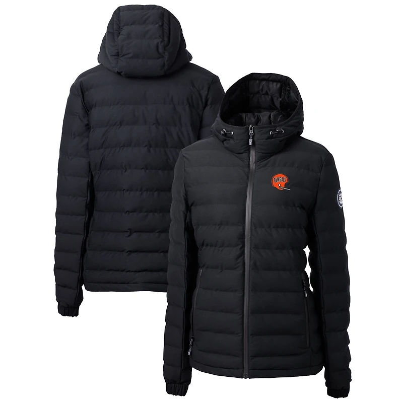 Women's Cutter & Buck Black Cincinnati Bengals Throwback Logo Mission Ridge Repreve Puffer Full-Zip Jacket