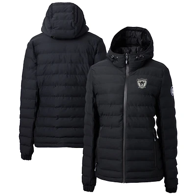 Women's Cutter & Buck Black Las Vegas Raiders Throwback Logo Mission Ridge Repreve Puffer Full-Zip Jacket