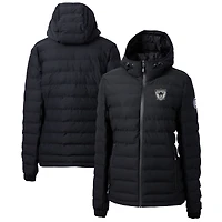Women's Cutter & Buck Black Las Vegas Raiders Throwback Logo Mission Ridge Repreve Puffer Full-Zip Jacket