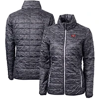 Women's Cutter & Buck Black San Francisco 49ers Throwback Logo Rainier PrimaLoft Printed Full-Zip Puffer Jacket