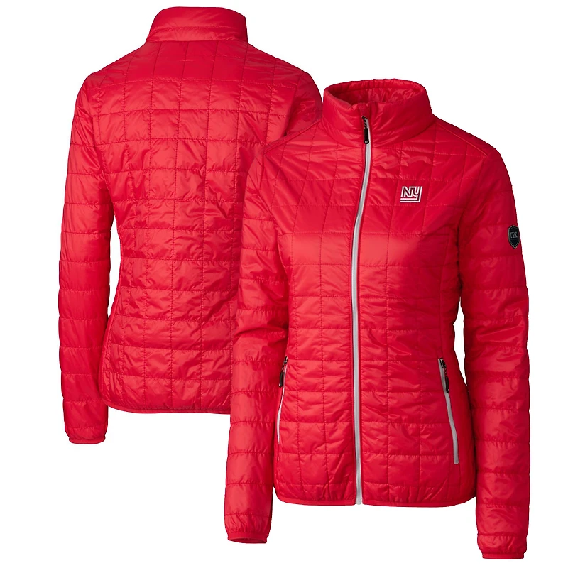 Women's Cutter & Buck Red New York Giants Throwback Logo Rainier PrimaLoft Eco Full-Zip Puffer Jacket