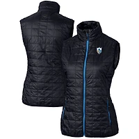 Women's Cutter & Buck Navy Los Angeles Chargers Throwback Logo Rainier PrimaLoft Eco Full-Zip Puffer Vest