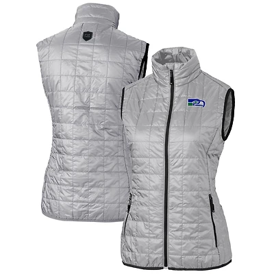 Women's Cutter & Buck Gray Seattle Seahawks Throwback Logo Rainier PrimaLoft Eco Full-Zip Puffer Vest