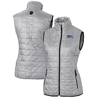 Women's Cutter & Buck Gray Seattle Seahawks Throwback Logo Rainier PrimaLoft Eco Full-Zip Puffer Vest