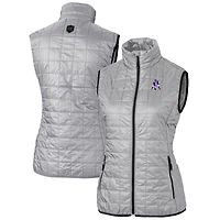 Women's Cutter & Buck Gray New England Patriots Throwback Logo Rainier PrimaLoft Eco Full-Zip Puffer Vest