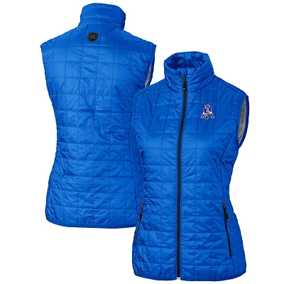 Women's Cutter & Buck Royal New England Patriots Throwback Logo Rainier PrimaLoft Eco Full-Zip Puffer Vest