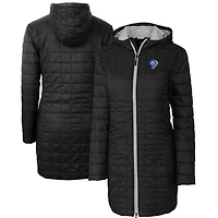Women's Cutter & Buck Black Los Angeles Rams Throwback Logo Rainier Primaloft Eco Full-Zip Hoodie Long Coat