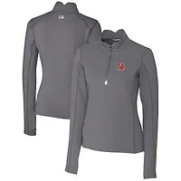 Women's Cutter & Buck Steel Tampa Bay Buccaneers Throwback Logo Traverse Stretch Quarter-Zip Pullover Top