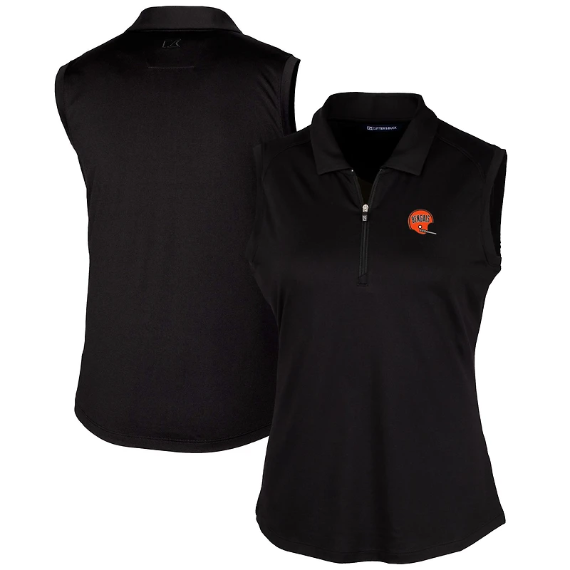 Women's Cutter & Buck Black Cincinnati Bengals Throwback Logo Forge Stretch Sleeveless Polo