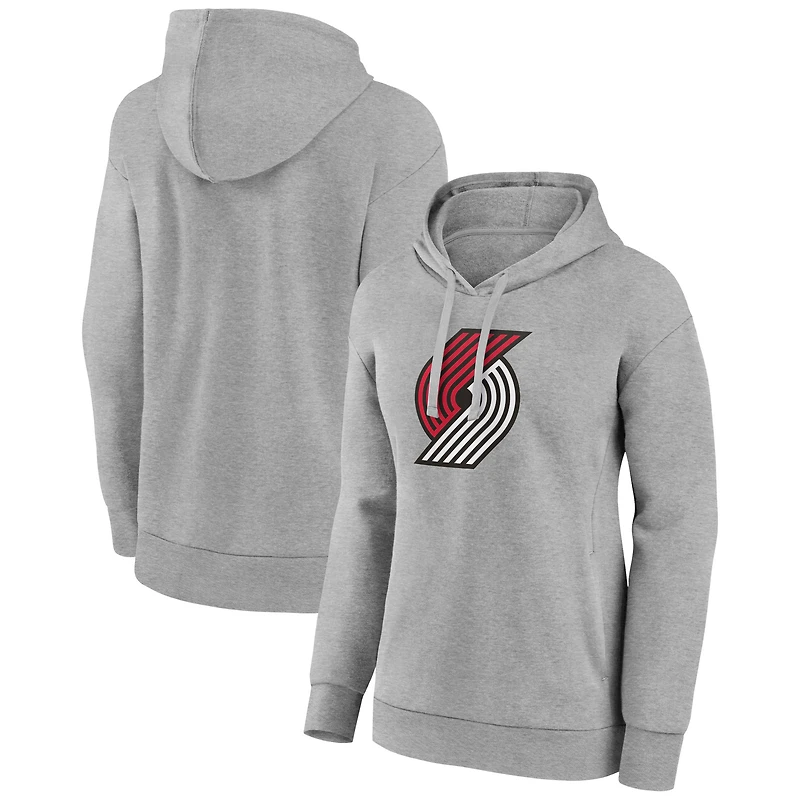 Women's Gray Portland Trail Blazers Primary Logo Pullover Hoodie