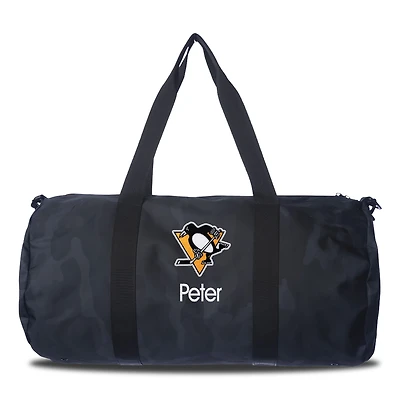 Pittsburgh Penguins Navy Camo Print Personalized Duffel Bag