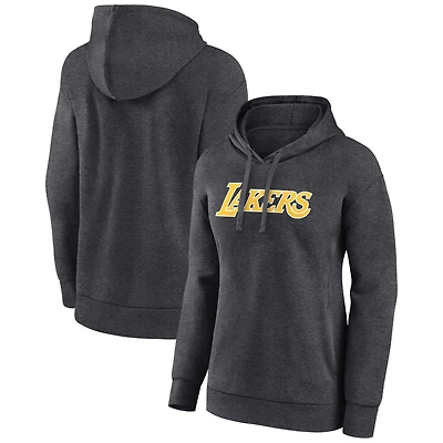 Women's Charcoal Los Angeles Lakers Wordmark Alt Pullover Hoodie