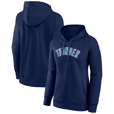 Women's Navy Oklahoma City Thunder Wordmark Alt Pullover Hoodie
