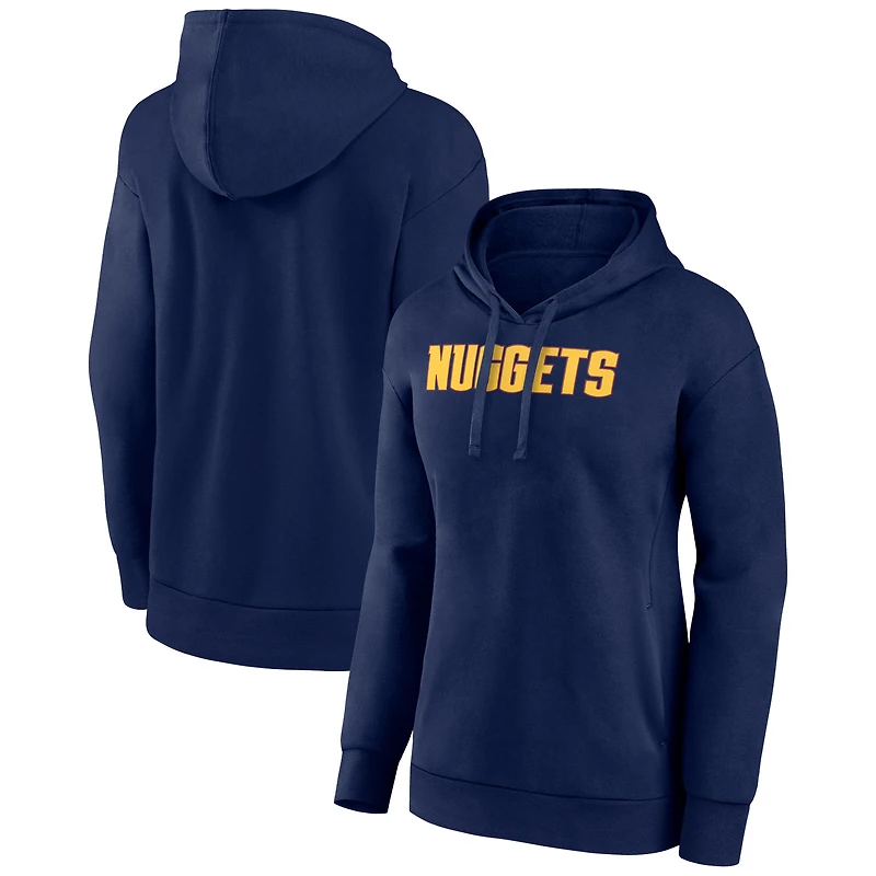 Women's Navy Denver Nuggets Wordmark Alt Pullover Hoodie