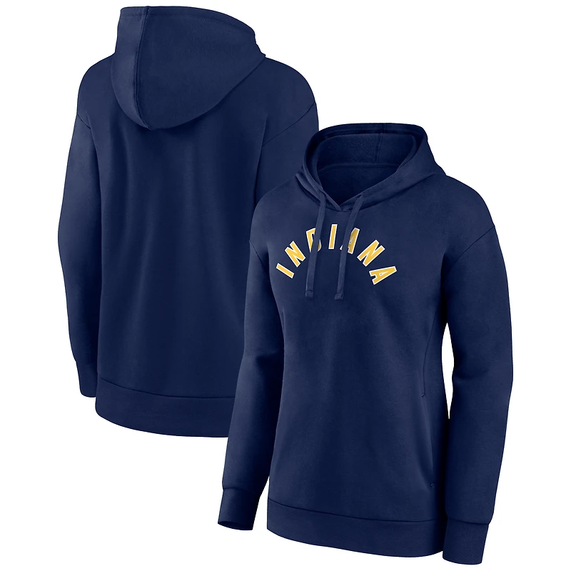 Women's Navy Indiana Pacers Wordmark Alt Pullover Hoodie