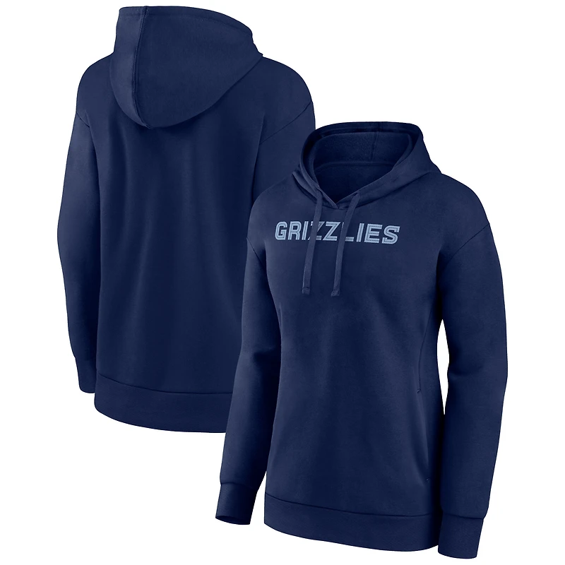 Women's Navy Memphis Grizzlies Wordmark Alt Pullover Hoodie