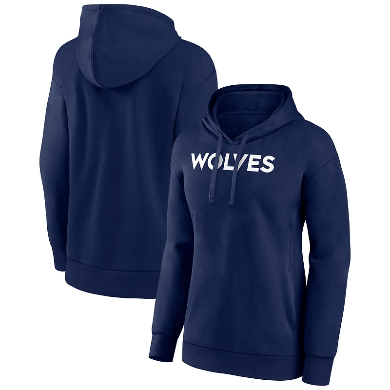 Women's Navy Minnesota Timberwolves Wordmark Alt Pullover Hoodie