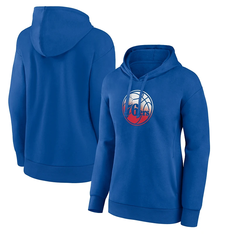 Women's Royal Philadelphia 76ers Gradient Logo Pullover Hoodie
