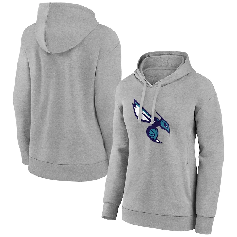 Women's Gray Charlotte Hornets Alternate Logo Pullover Hoodie