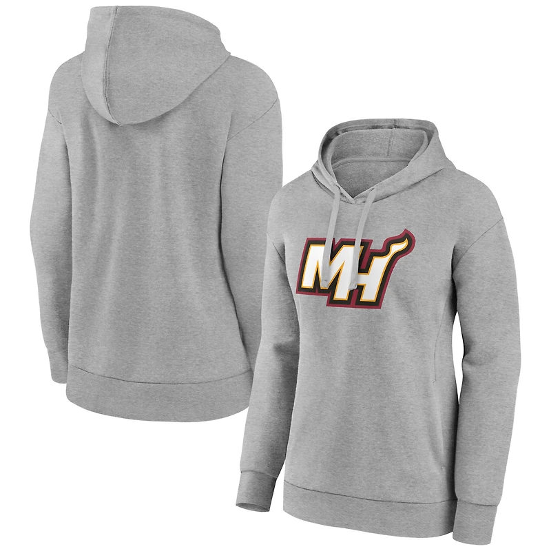 Women's Gray Miami Heat Alternate Logo Pullover Hoodie