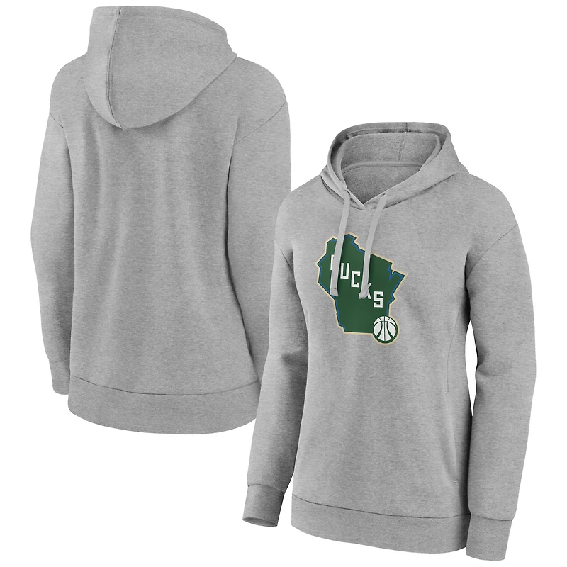 Women's Gray Milwaukee Bucks Alternate Logo Pullover Hoodie