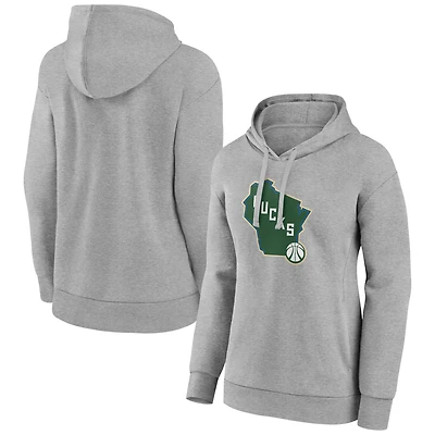 Women's Gray Milwaukee Bucks Alternate Logo Pullover Hoodie