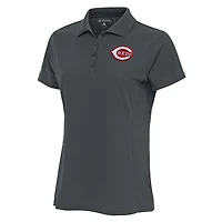 Women's Antigua Charcoal Cincinnati Reds Logo Legacy Pique Polo