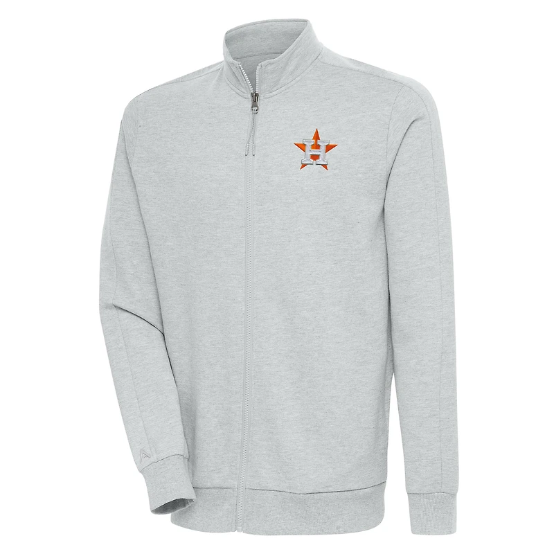 Men's Antigua Heather Gray Houston Astros Action Full-Zip Jacket