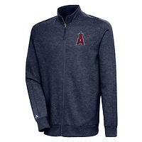 Men's Antigua Heather Navy Los Angeles Angels Action Full-Zip Jacket