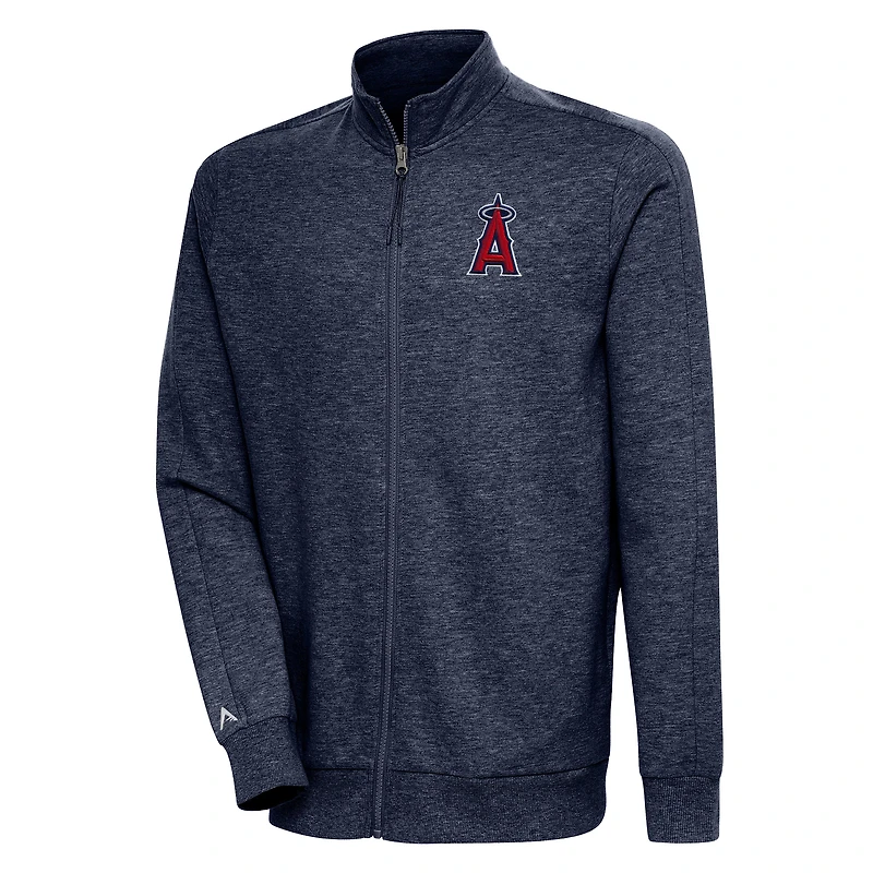 Men's Antigua Heather Navy Los Angeles Angels Action Full-Zip Jacket