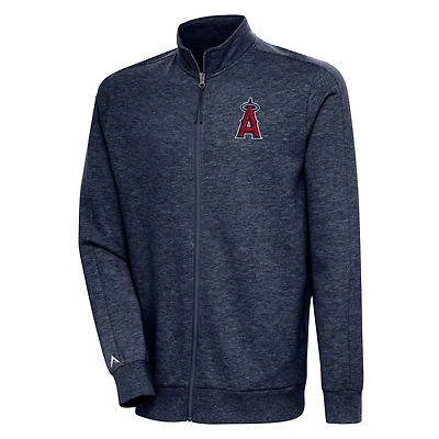 Men's Antigua Heather Navy Los Angeles Angels Action Full-Zip Jacket