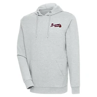 Men's Antigua Heather Gray Atlanta Braves Action Pullover Hoodie