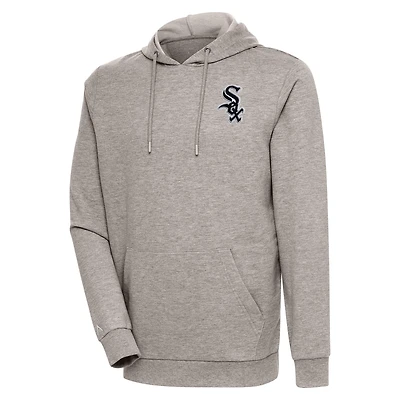 Men's Antigua Oatmeal Chicago White Sox Action Pullover Hoodie