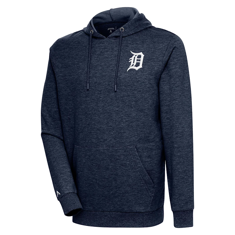 Men's Antigua Heather Navy Detroit Tigers Action Pullover Hoodie