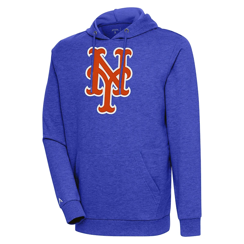 Men's Antigua Heather Royal New York Mets Action Pullover Hoodie